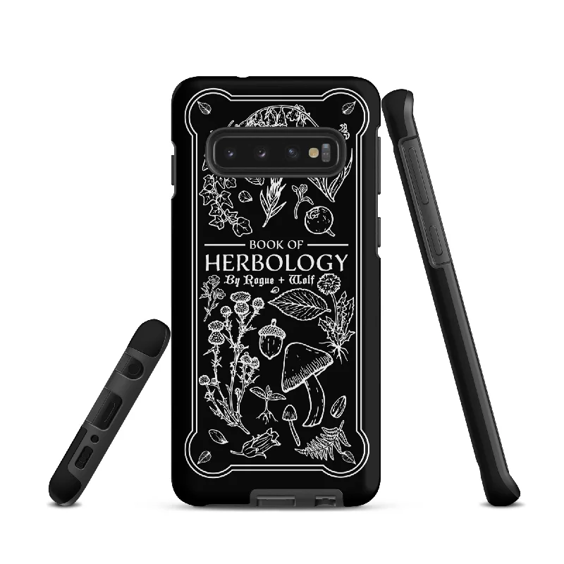 Book of Herbology B&W Tough Phone Case for Samsung - Elegant Durable Protective Witchy Gothic Unique Design