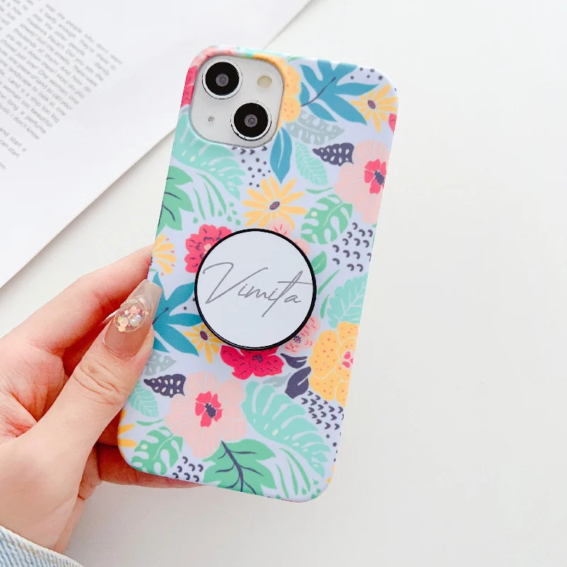 Designer Floral Slim Case Cover With Optional Customised Holder