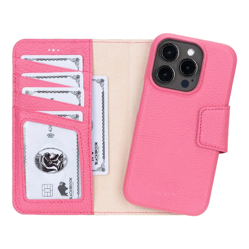 Burkley iPhone 15 Pro Wallet Case, Fuchsia