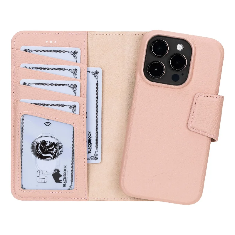 Burkley iPhone 15 Pro Wallet Case, Pink