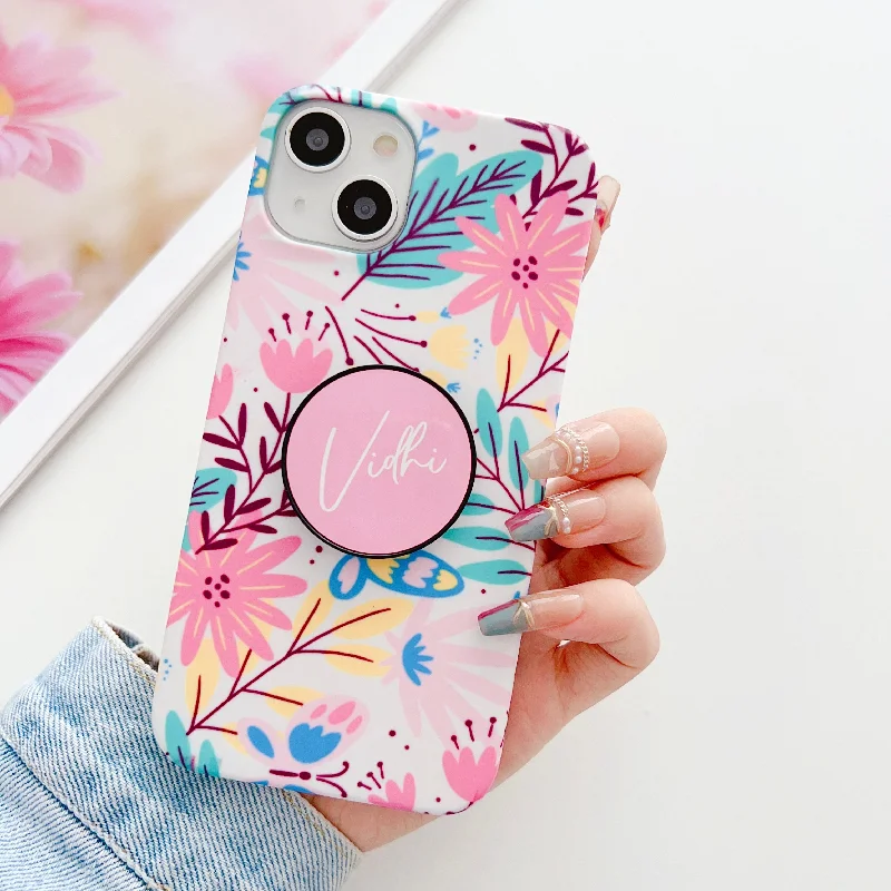 Floral Blossom Designer Slim Case With Customised Holder