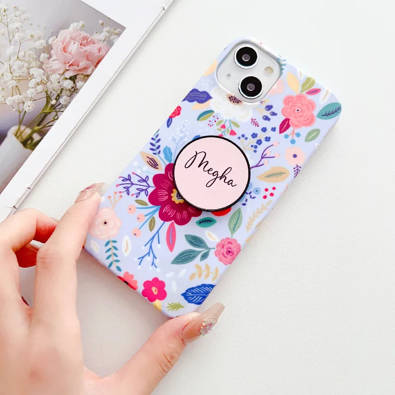 Light Blue Case With Floral Design