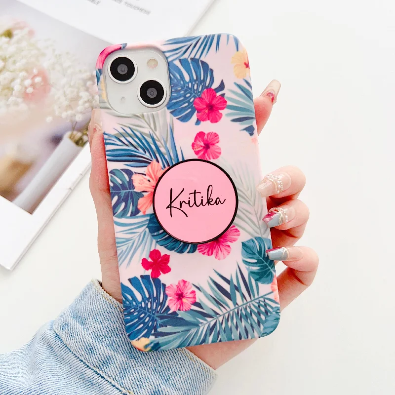 Pink Case With Leaf Design