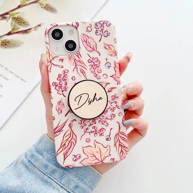 Pink And Peach Floral Designer Slim Case With Customised Holder