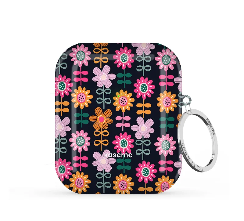 Rainbow Flowers Black by Pauline Arnaud AirPods Case