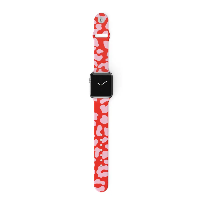 Red & Pink Leopard Apple Watch Strap