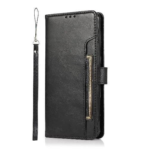 Folio Wallet Black Vegan Leather Case - Samsung Galaxy S21 Ultra