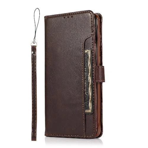 Folio Wallet Brown Vegan Leather Case - Samsung Galaxy S21 Ultra