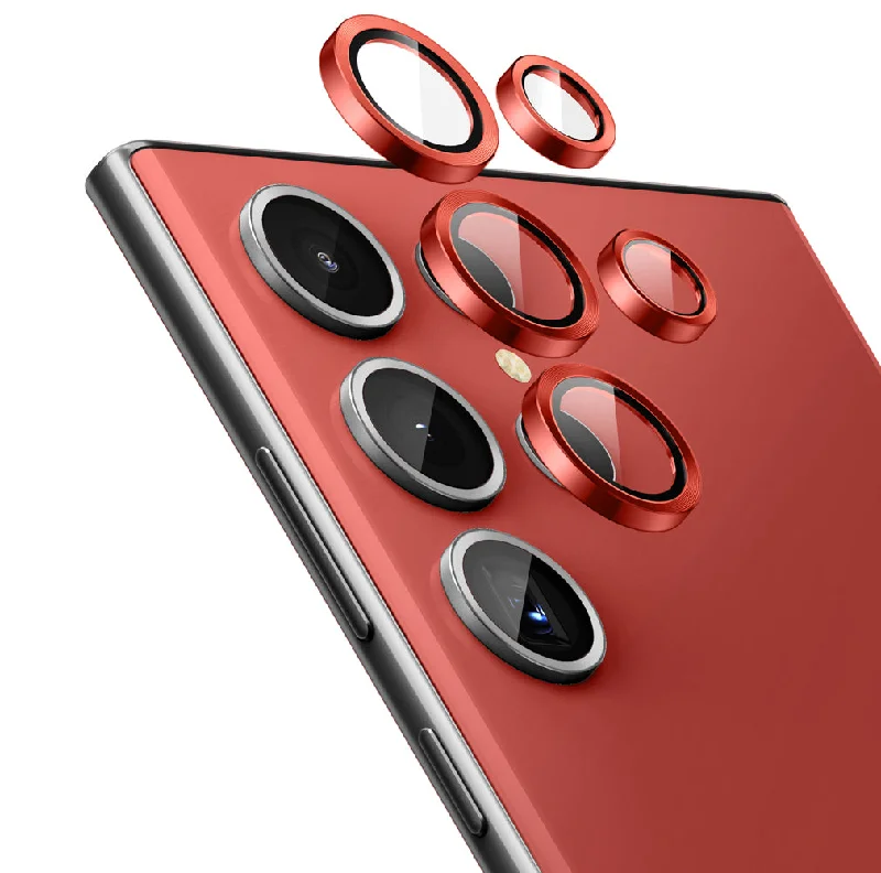 Tempered Glass Camera Lens Protector  for Galaxy S23 Ultra-Red