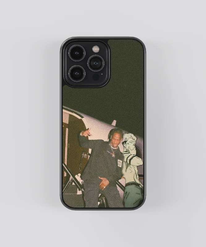 Travis Scott & Sukuna Anime Glass Phone Case Cover