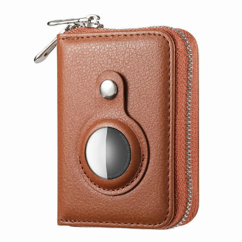 AirTags leather wallet case - Brown