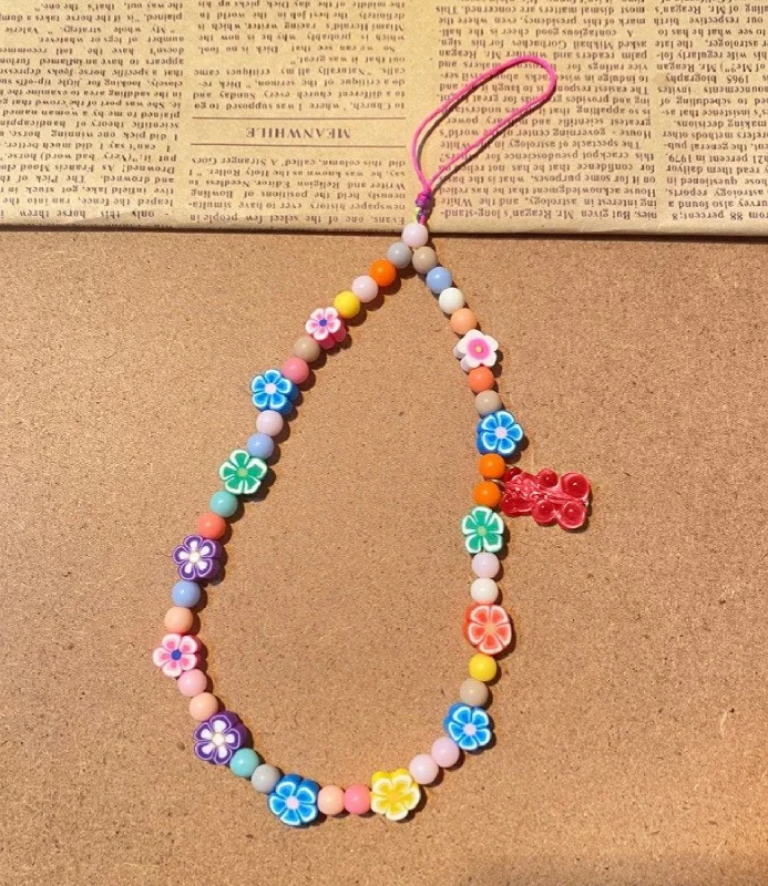 Blooming Buddy Bear Beaded Phone Charm