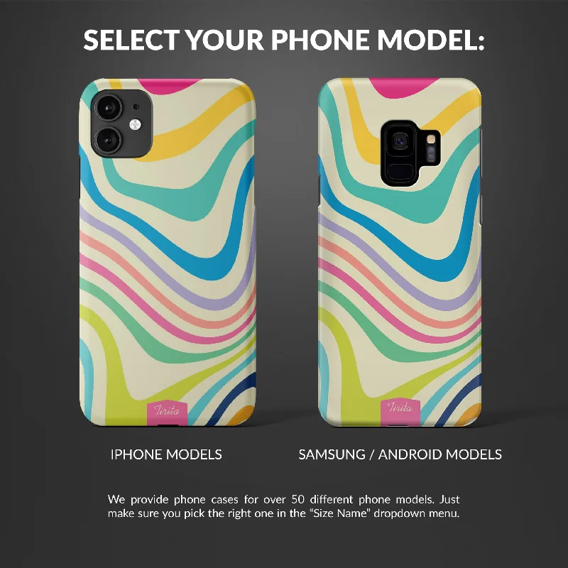 Hard Phone Case Retro Neon Colours Waves