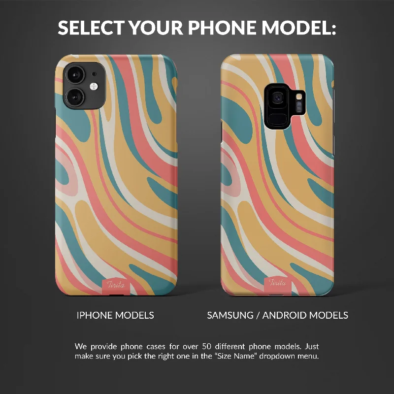 Hard Phone Case Vintage Pastel Wavy Lines