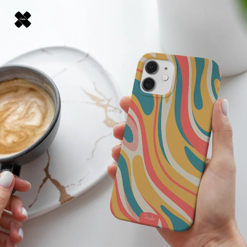 Hard Phone Case Vintage Pastel Wavy Lines