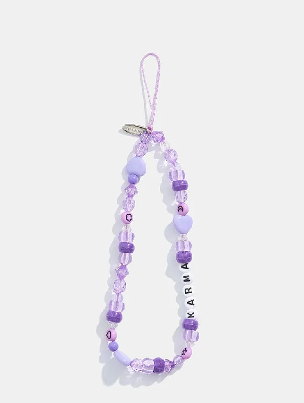 Karma Purple Beaded Phone Strap