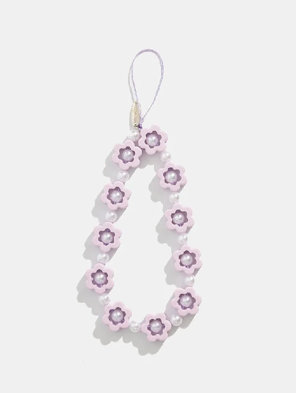 Lilac Flower Beaded Phone Strap