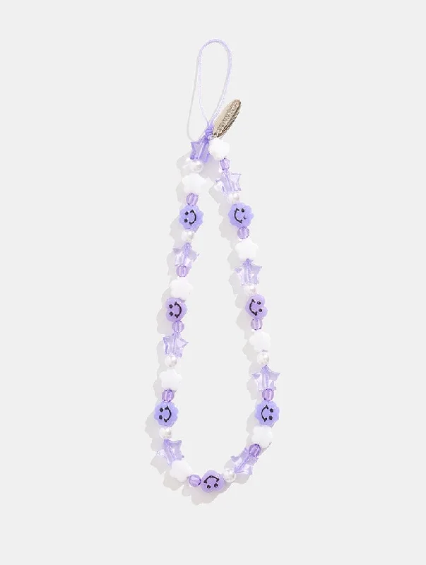 Lilac Happy Face Beaded Strap