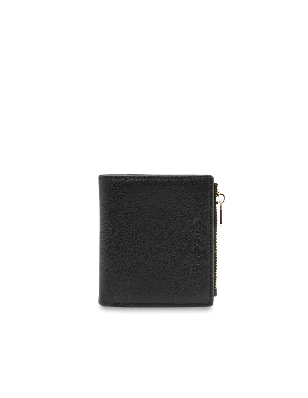 Mocha Alison Leather Small Wallet- Black