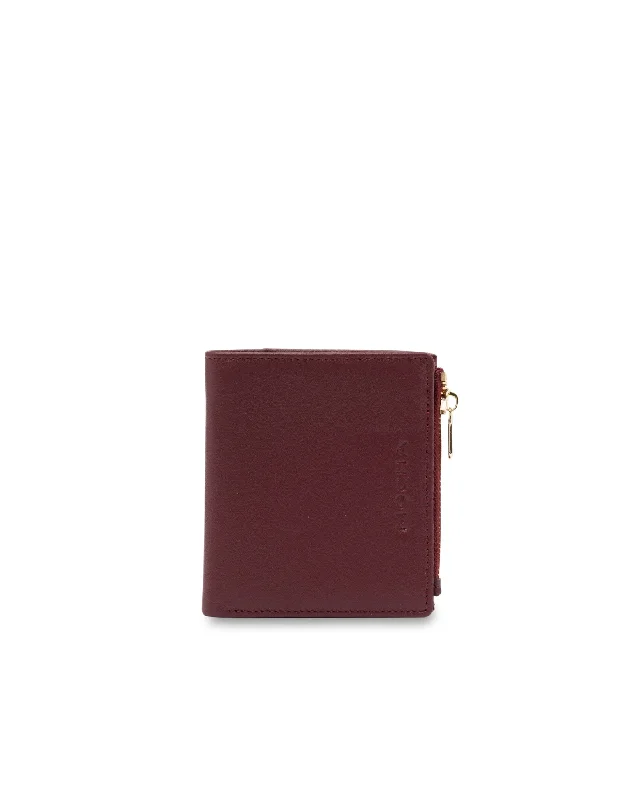 Mocha Alison Leather Small Wallet- Wine