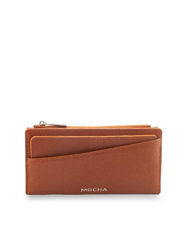 Mocha Amy Asymmetrical Long Wallet- Cocoa