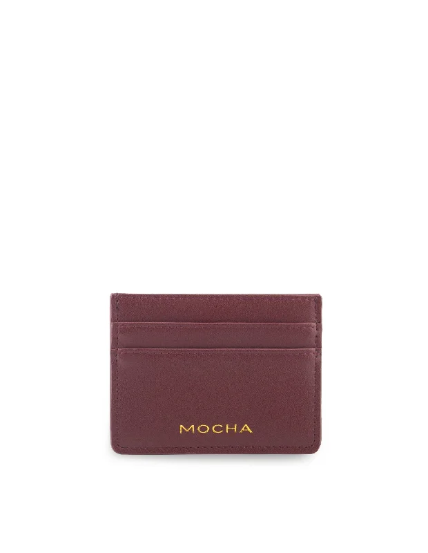 Mocha Avery Simple Card Holder- Burgundy