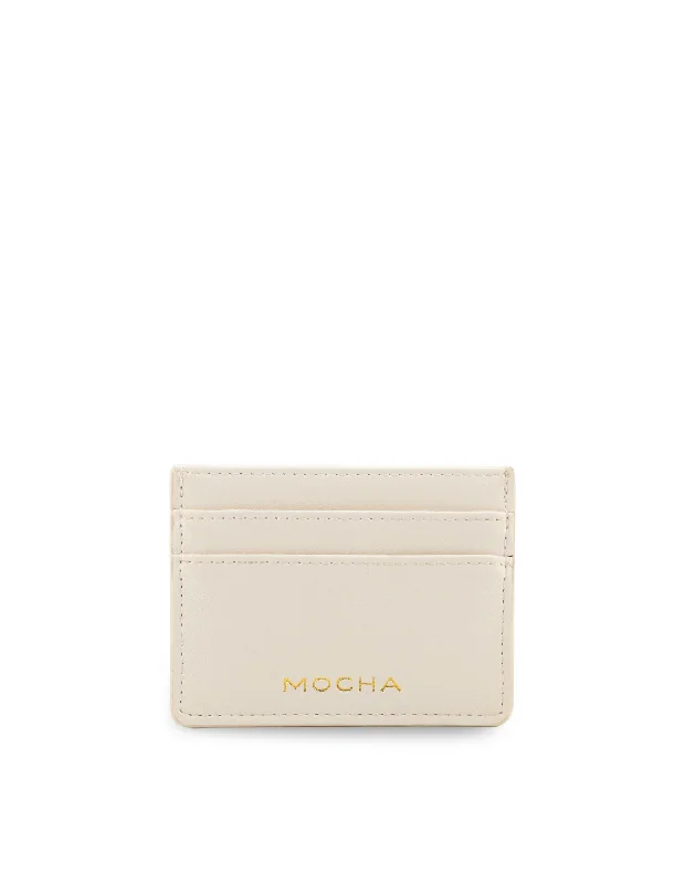 Mocha Avery Simple Card Holder- Cream