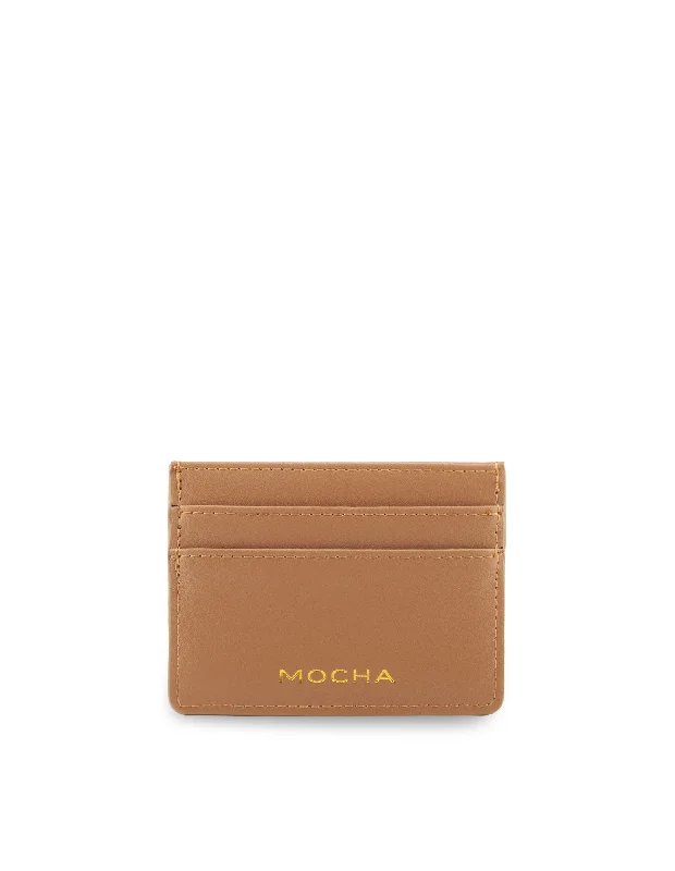 Mocha Avery Simple Card Holder- Tan