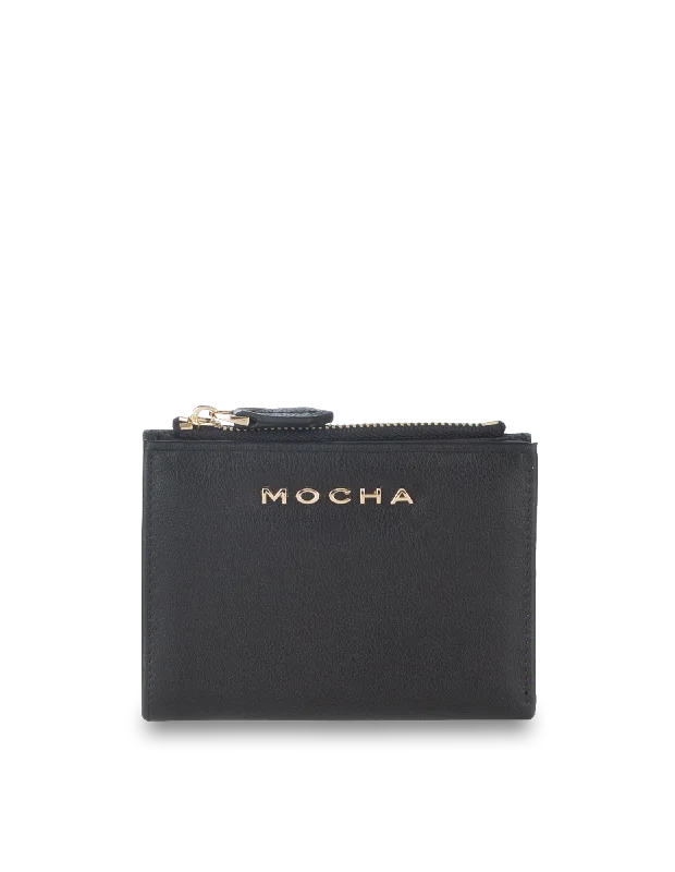 Mocha Classic Mini Leather Wallet - Black