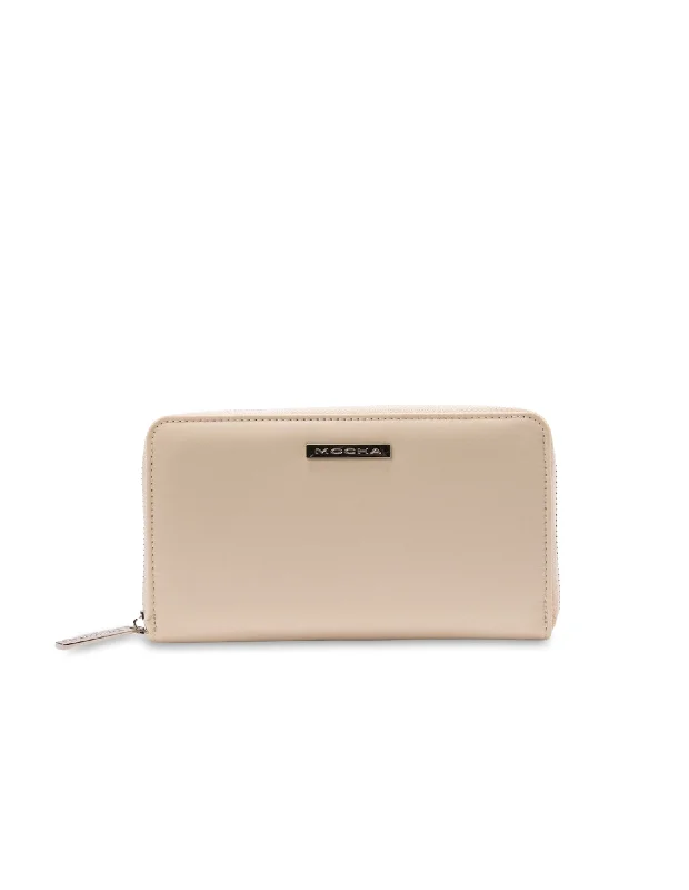 Mocha Eden Nylon Long Wallet- Cream