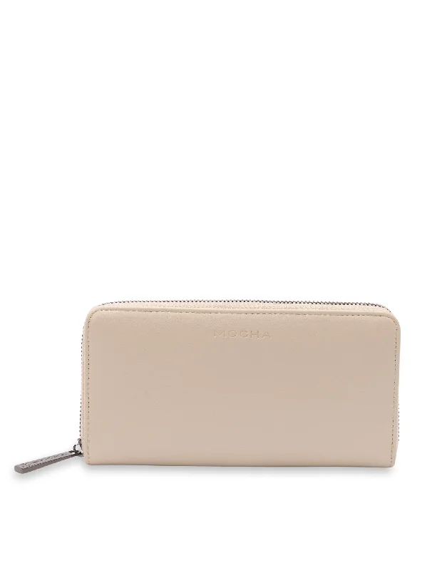 Mocha Elliot Long Wallet- Cream