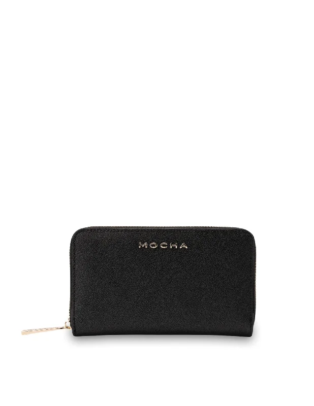 Mocha Kristin Leather Wallet - Black