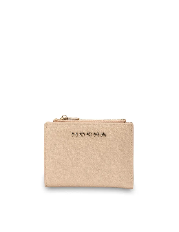 Mocha Kristin Mini Leather Wallet - Cream