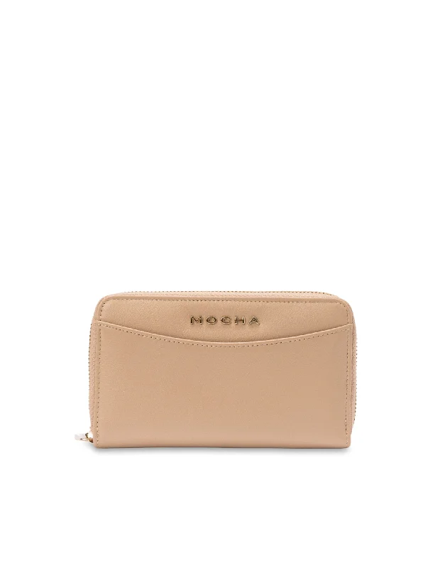 Mocha Petite Leather Wallet- Beige/LG