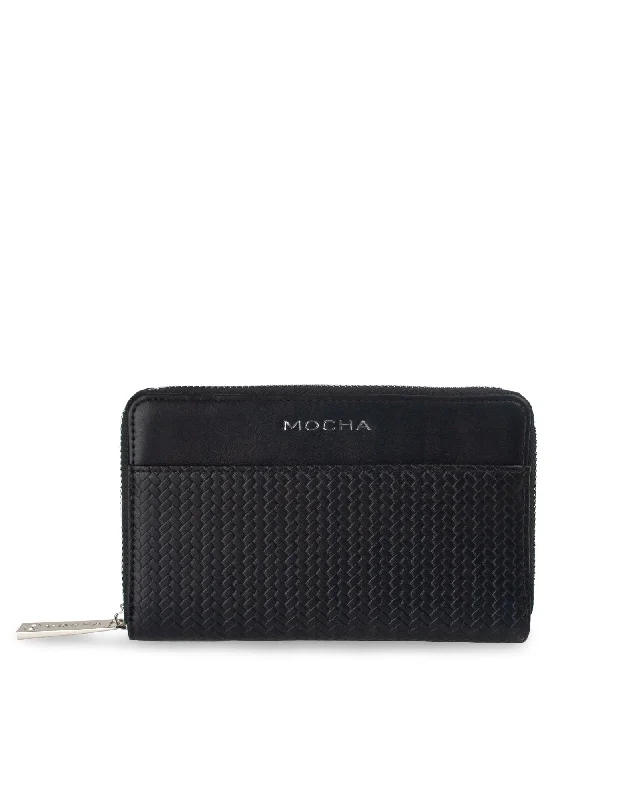 Mocha Tessa Long Wallet- Black