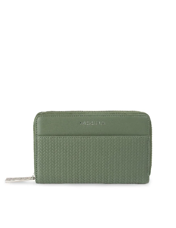 Mocha Tessa Long Wallet- Green