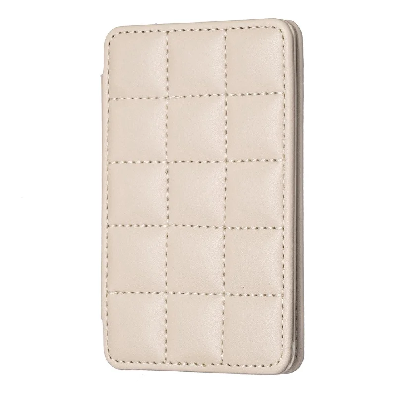 Universal grid style leather back phone card bag - Beige