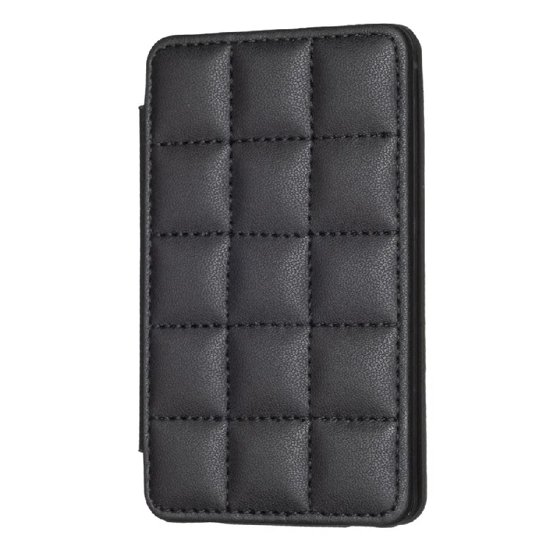 Universal grid style leather back phone card bag - Black