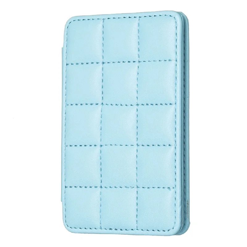 Universal grid style leather back phone card bag - Blue