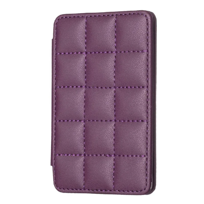 Universal grid style leather back phone card bag - Dark Purple