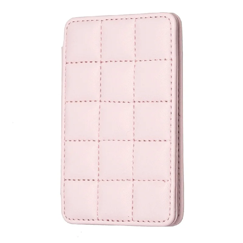 Universal grid style leather back phone card bag - Pink