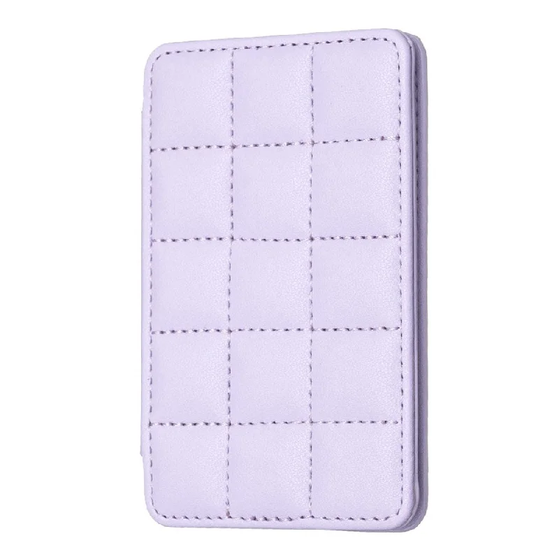 Universal grid style leather back phone card bag - Purple