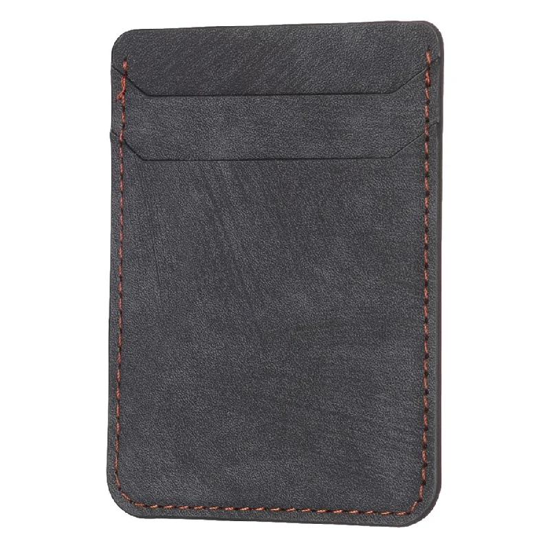 Universal leather back phone card bag - Black