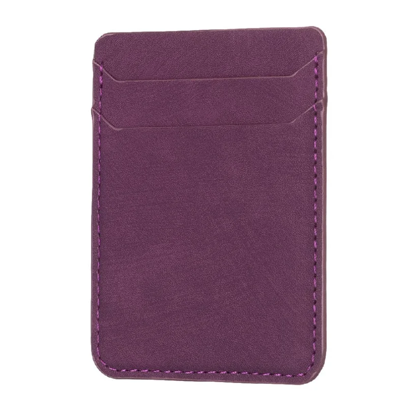 Universal leather back phone card bag - Dark Purple