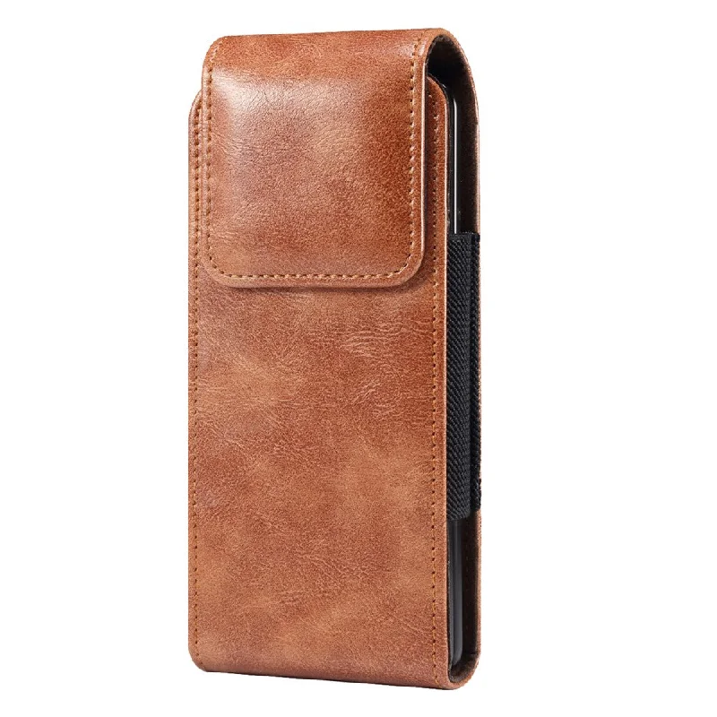 Universal leather microfiber waist loop phone case - Brown