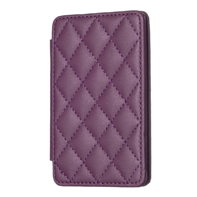 Universal rhombus style leather card bag - Dark Purple