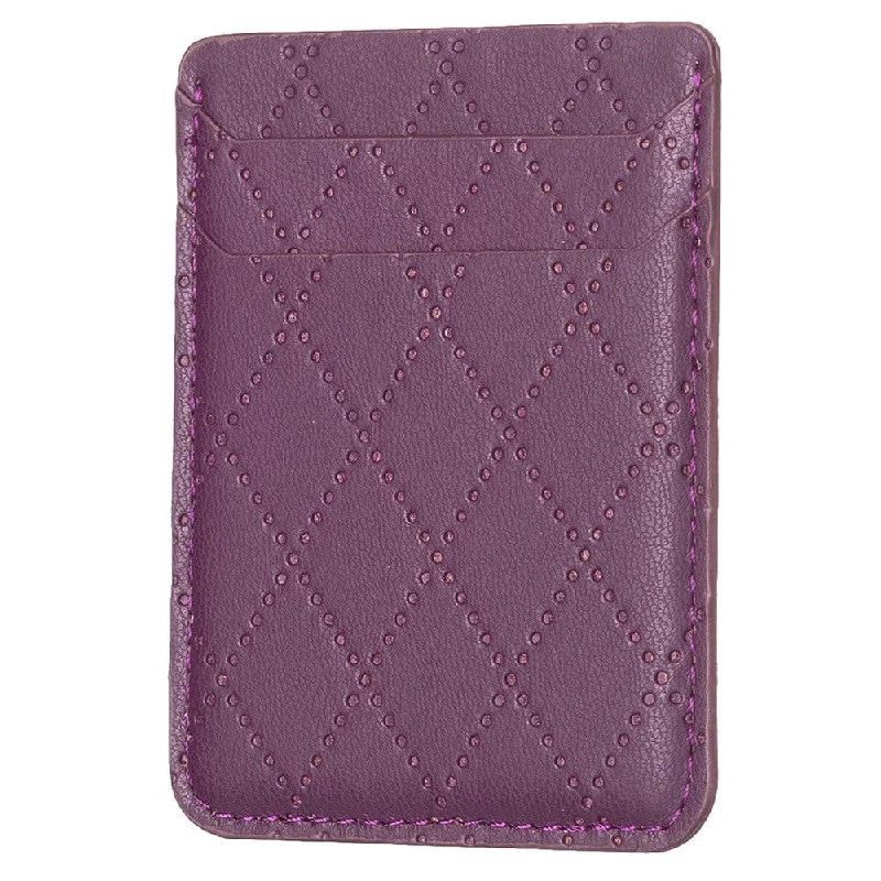 Universal rhombus style leather card holder - Dark Purple