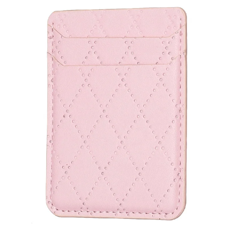 Universal rhombus style leather card holder - Pink