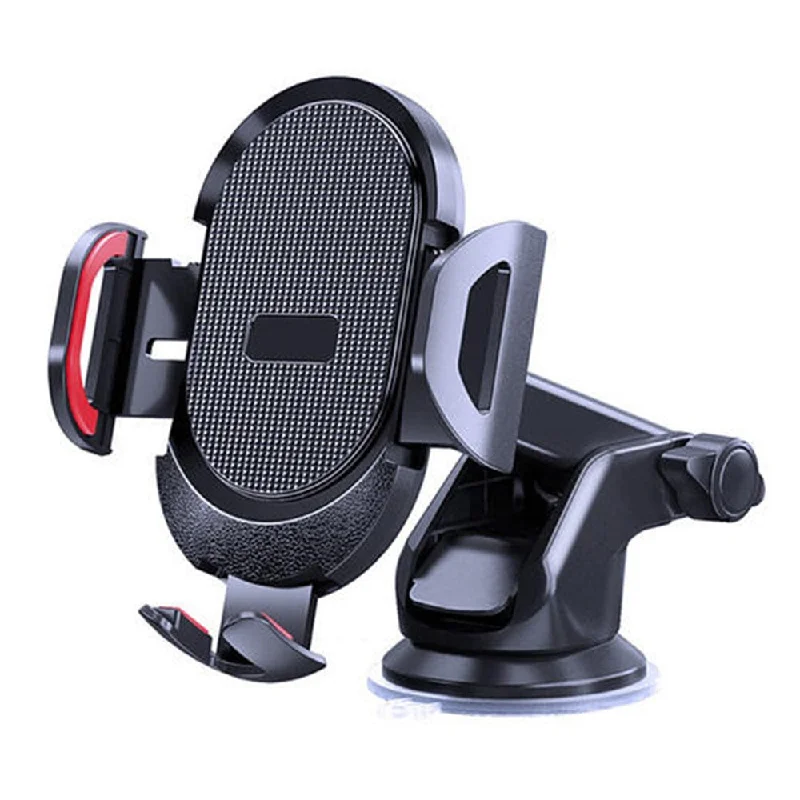 Universal Suction Cup Car Phone Holder with Telescopic Arm and Clamping Force - Red