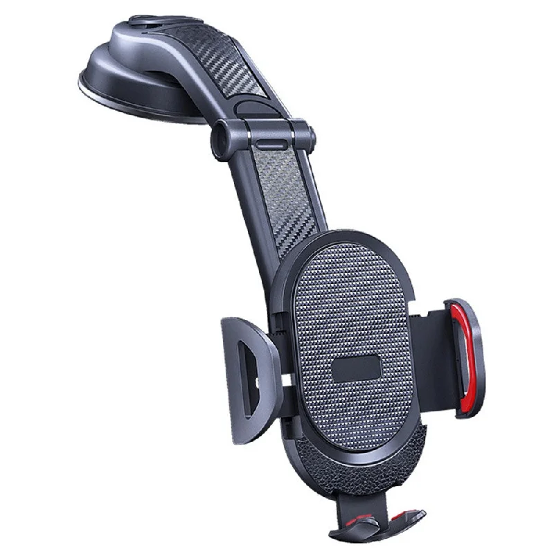 Universal Suction Cup Car Phone Holder with Telescopic Arm and Clamping Force - Red